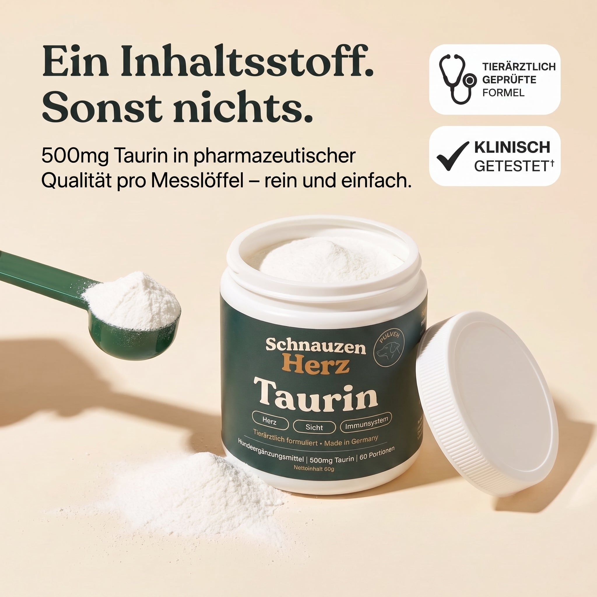 Schnauzenherz Taurin Pulver für Hunde